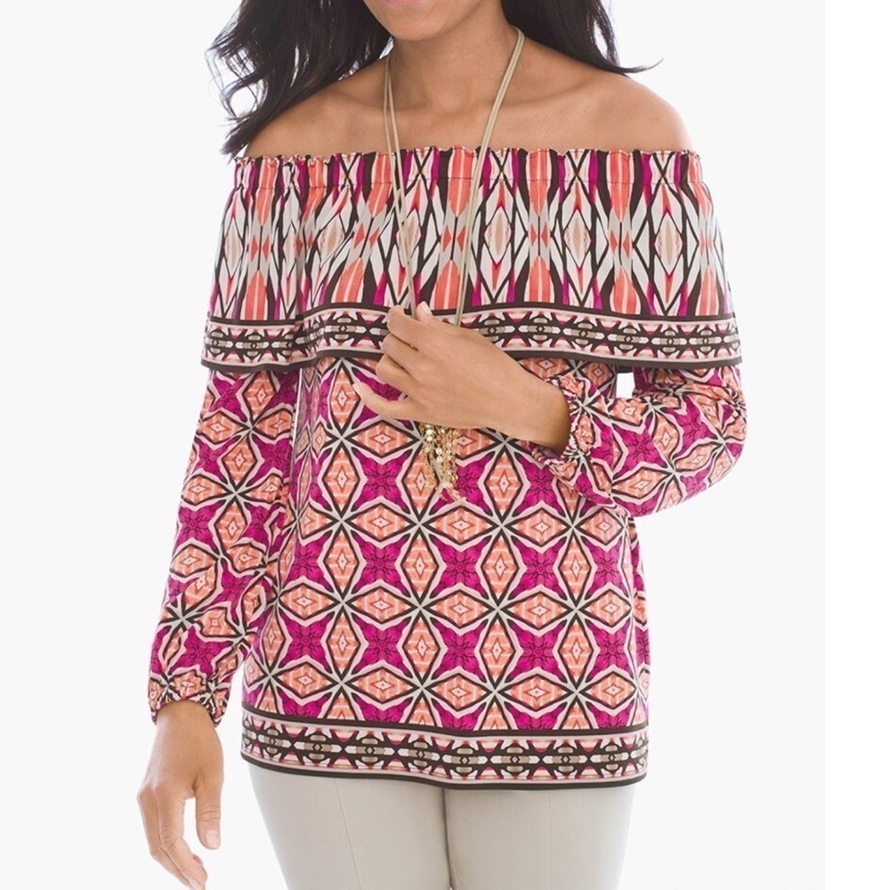 Chico’s Ethnic Tempo off the shoulder top Size Small